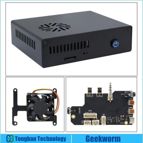 Raspberry Pi X-C1 Kit, Ultra-thin Raspberry Pi 4 Case, NUC Style Aluminum Case with PWM Fan & X-C1 Adapter Board for Pi 4B
