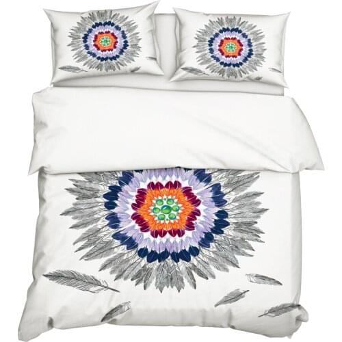 YuXiu 3D Printing Feather Duvet Covers Sets Black Bedding Set Bed Linen Cover and Pillowcases King Queen Full Twin Single Double