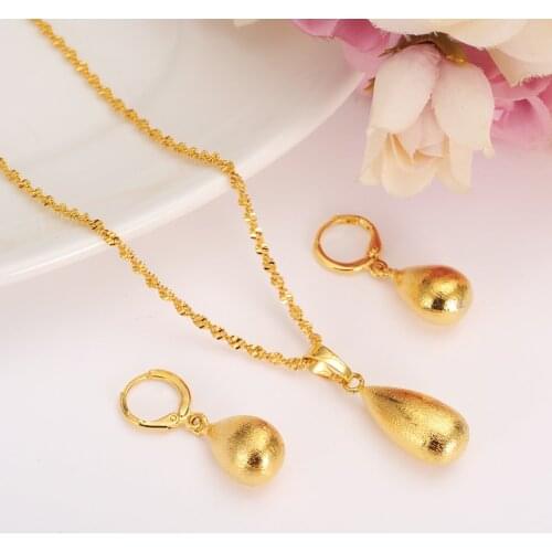 African geometric drophjewelry set chain women Nigerian wedding gold multi layer necklace pendantearring Indian jewelry sets