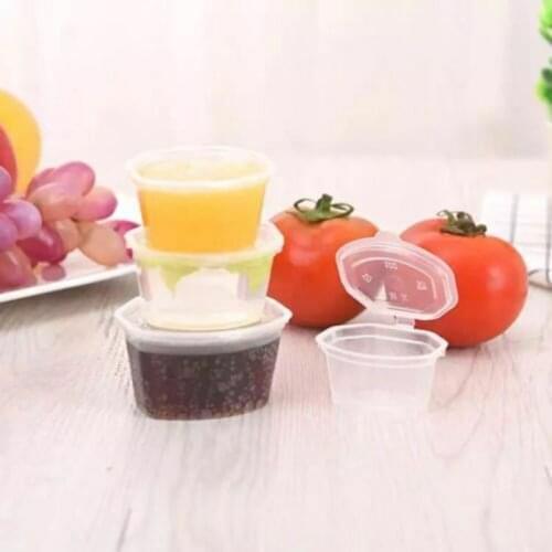 30pcs 25/50/75ml Wholesale Clear Food Small Sauce Containers Package Box&Lid Portable Disposable Portable Plastic Cups Transp