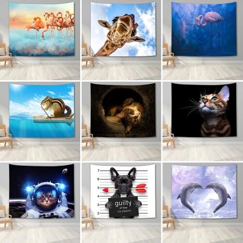 Animal Tapestry Funny Cute Animal Wall Hanging Tapestry 3D Printed Wall Tapestry for Living Room Bedroom Dorm Decor