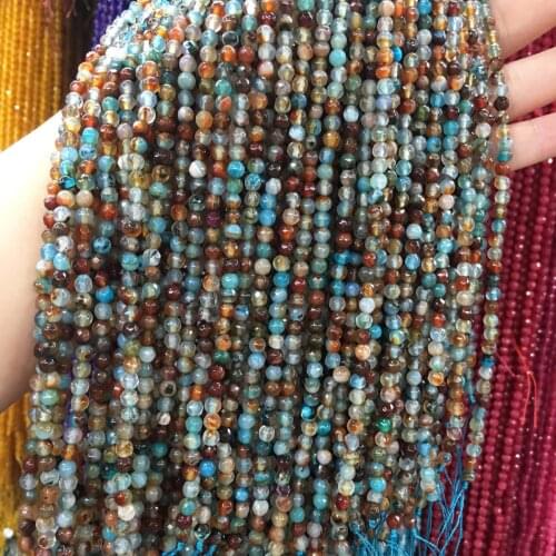 Natural Stone Faceted Scattered bead Agated Stone 4 mm Small Beads for Jewelry Making DIY Necklace Bracelet Accessories