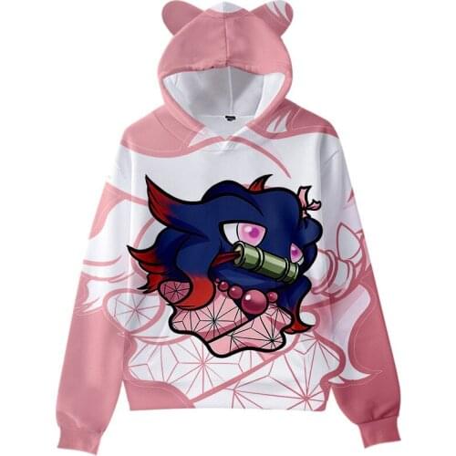 New Demon Slayer 3d Pokemon Tanjirou Agatsuma Hoodies Sweatshirt Cat Ear