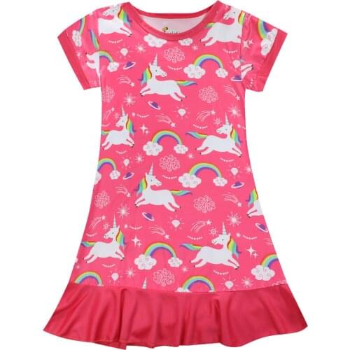 New Summer Dresses 3D Printed Dress for Girl Children Clothing Nightgowns Casual Kids Nightdress Short Sleeve Baby Sleepwear