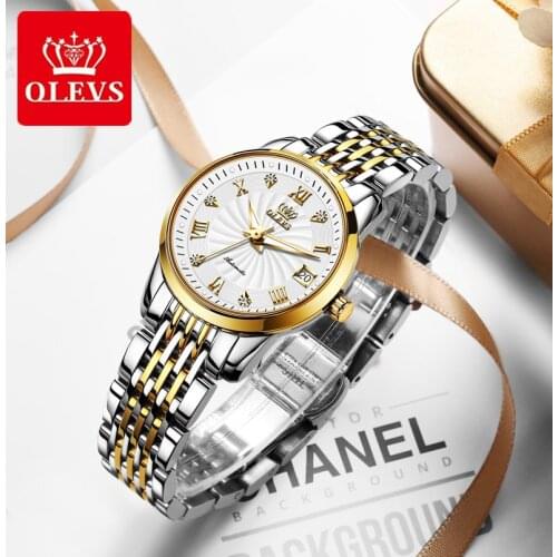 OLEVS ladies self-winding high-end automatic mechanical fashion watch stainless steel ladies waterproof business watch gifts