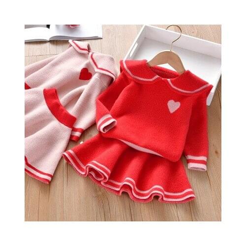 Girls' Dress Set Autumn Childrens Korean Style Knitted Dresses New Childrens Clothing Spring Toddler Sweater Dresses Suit 2-7Y