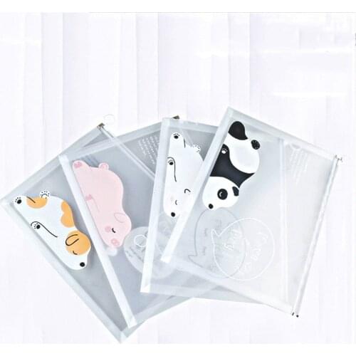 A4 Transparent File Bag Pencil Case File Folder Cute Pen Bag Kawaii Stationery Large Capacity Documents Bag Desk Organizer Bag