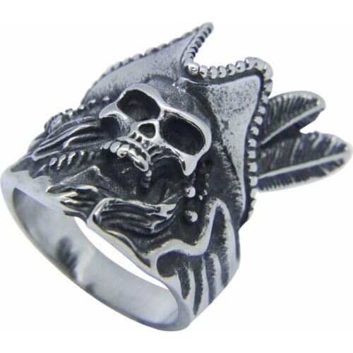 Drop Ship 316L Stainless Steel Ring Personal Design Duke Ring Bad Ass Mens Jewelry Fashion Duke Skull King Ring