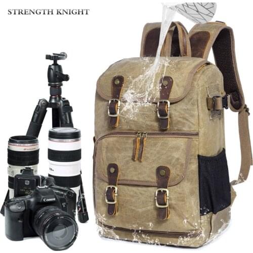 New SLR Camera Backpack Bag Canvas Waterproof Photography Bag Outdoor Wear-resistant Large Camera Photo Backpack Men Travel Bags