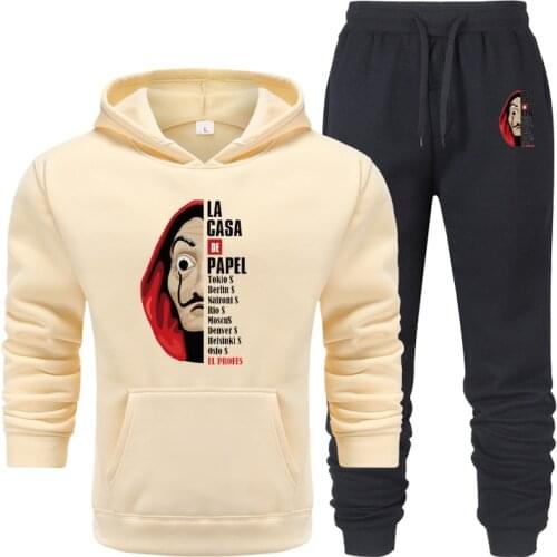 New Hooded Tracksuit Men Sets la casa de papel Autumn Harajuku joker Money Heist TV Printed sweatshirt Fashion sudadera hombre