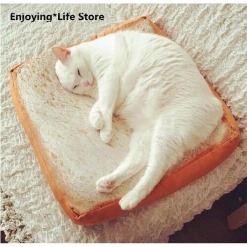 Toast Solid Bread Cat Convenient Soft Pillow Dog Pet Supplies Bed Mat Soft Cushion Plush Seat Gifts