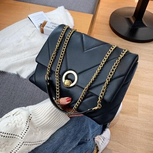 Western Style PU Leather Large-capacity Shoulder Bag 2021 Autumn and Winter New Fashion Womens Designer Chain Messenger Bag