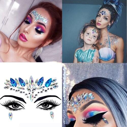 Temporary Tattoo Face Jewelry Gems Rhinestone Makeup Body Chest Tattoo Temporary Body Art Stickers Shining Festival Party Decor
