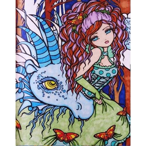 Poured Glue Diy Diamond Painting Kits Embroidery diamond Cartoon Girl Full Round AB Dirll Embroidery Mosaic Kit Painting