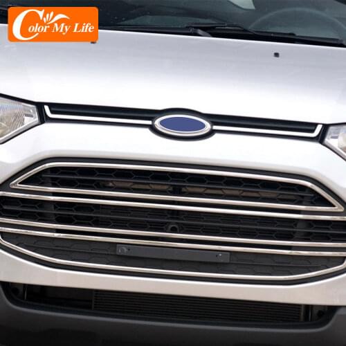 2Pcs/Set ABS Chrome Car Front Grille Decoration Cover Front Logo Side Protection Trim Sticker Fit for Ford Ecosport 2013 - 2017