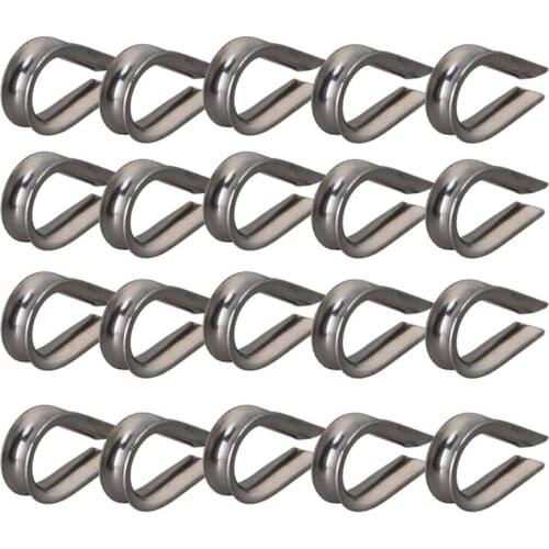 50Pcs Silver Tone 1/8" M3 304 Stainless Steel Galvanized Wire Cable Rope Thimble Winch Wire Loop