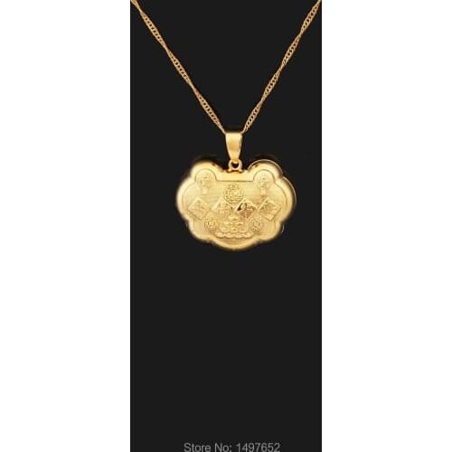 Adixyn Lucky / Gold Filled Pendant & Necklace Buddha Religious Jewelry For Baby Birthday Gifts Free shipping