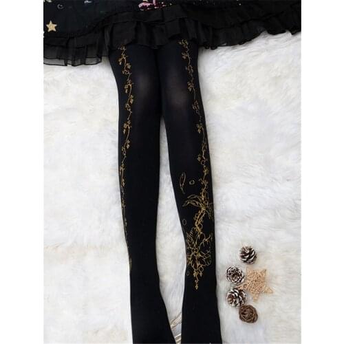 Velvet Lolita Pantyhose -Flower Feather
