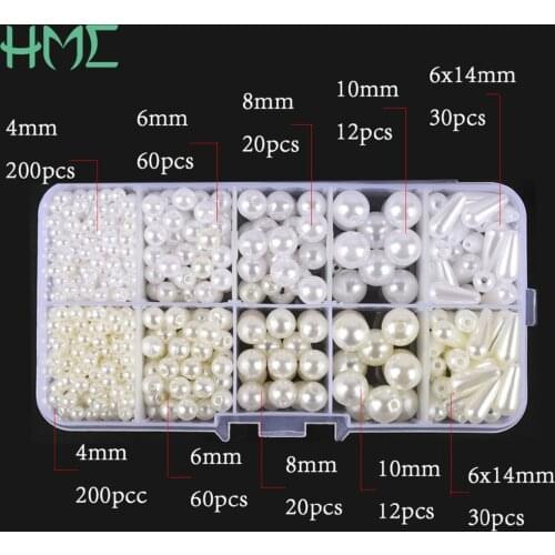 White Ivory Plastic Round ABS Pearl Loose Spacer Beads Box For DIY Bracelet Necklace Jewelry Making Charms Handmade Accessories