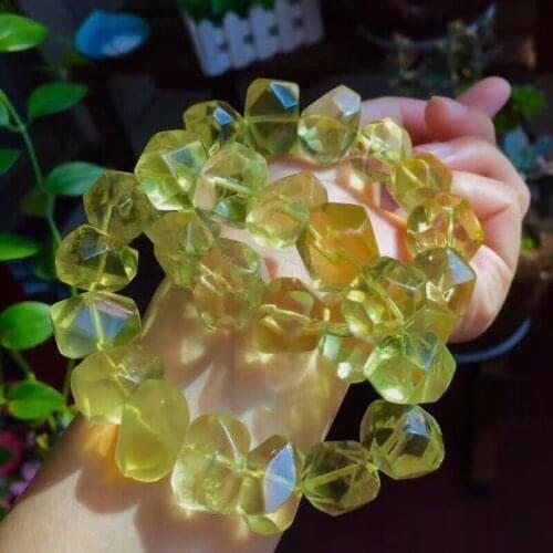 Lemon quartz faceted 13*18mm baroque bracelet 7.5inch wholesale beads nature FPPJ gemstone