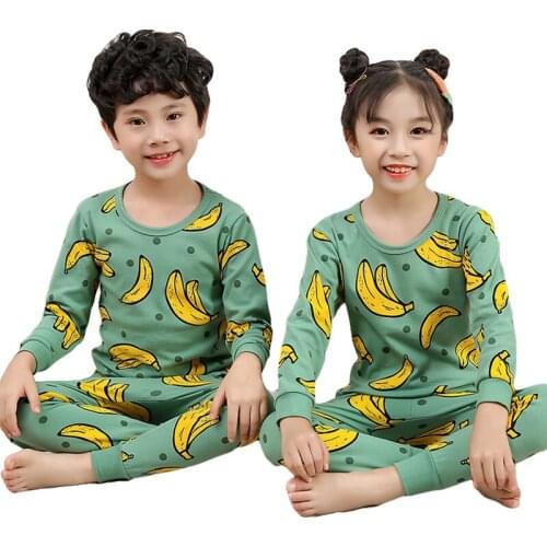 Kids Sleepwear Sets Autumn Print Long Sleeve Tops Pants 2Pcs Children Cotton Clothing Baby Boys Nightwear Girls Pajama Suit