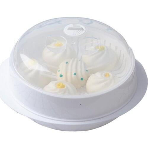 Microwave Steamer With Fresh-keeping Cover Round Steamer Round Plastic Microwave Oven With Lid Kitchen Cooking Tools