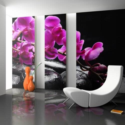 Wall mural-time relax: Orchid and stones zen - 350x270 cm