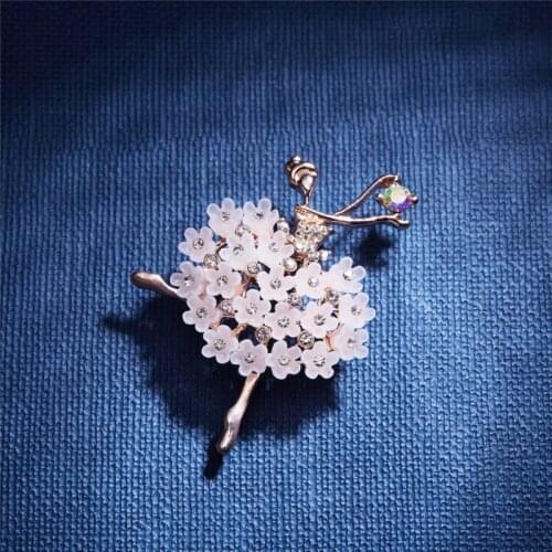 Crystal Ballerina Dance Girl Brooch Pin Angel Dancer Dancing Pins Brooches Jewelry Fit for Jewelry Gift Women Figure Alloy