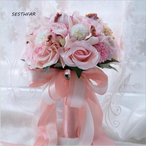 Bridal Bouquet Artificial Silk Wedding Bouquet Photograph Hydrangea Iris Rose Wedding Flowers With Berries SPH038