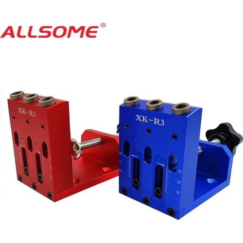 ALLSOME Pocket Hole Jig Kit System For Woodworking & Joinery And Step Drill Bit & Accessories Carpenter DIY Woodworking Tool