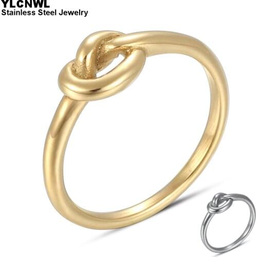 Genuine Stainless Steel Knot Rings For Women Girls Female Finger Jewelry Birthday Gift For Best Friend
