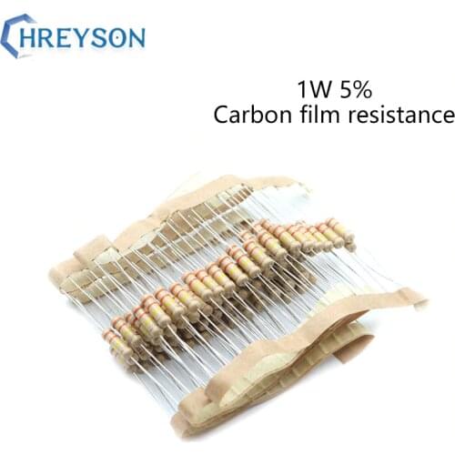 20Pcs 1W Carbon Film Set Of Resistor 0R-22M 5% Tolerance 3.6K 6.8K 10K 15K 22K 30K 130K 270K 510K 10 Ohm Electronics Resistance