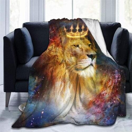 Cosmic Space Lion With Crown Navajo Cubre Throw Blanket 3D Print Sherpa Super Comfortable Nordic Manta Sonic