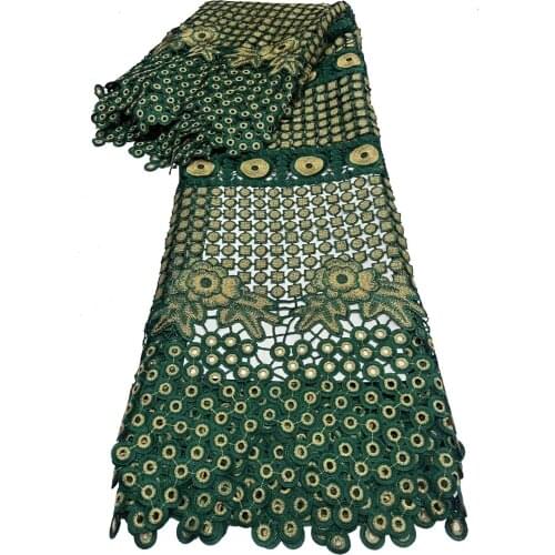 New Dsign Green African Cord Guipure Lace Fabric 2021 High Quality French Mesh Lace Fabric Water Soluble Laces Embroidery Mesh