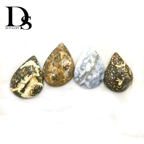 4 Pcs Natural Ocean Jasper Pendant Tumbled Stones Crystal Quartz Jade Healing For Jewelry Making Necklace Gifts Decoration