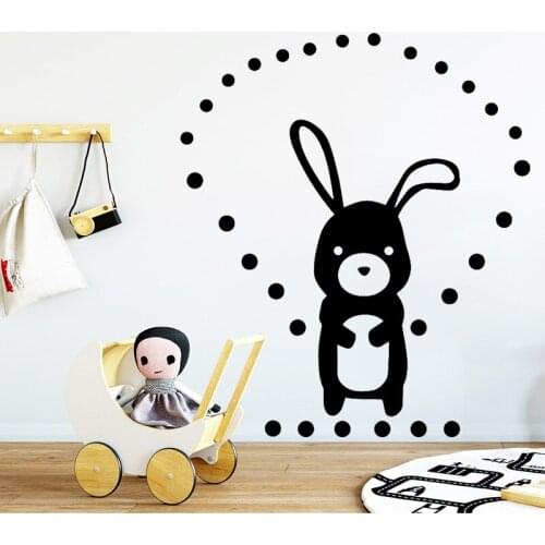 Cartoon Wall sticker Kids Bedroom Wall Decor Rabbit Nordic Style Forest Animals Decal Childrens Room Decoration Removable Mural