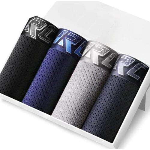 4pcs/lot Bamboo Fiber Mens Boxer Hombre Panties Male Underpants Mesh Breathable Shorts Men Underwear Solid Boxers for Man MY295