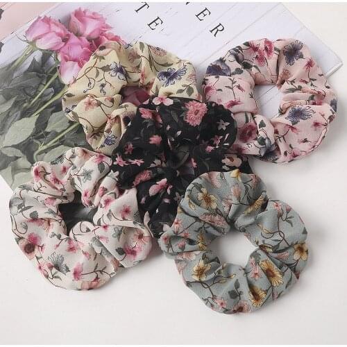 2020 New Chiffon Hair Bands For Women Ponytail Vintage Hair Scrunchy Set 5pcs/lot Schrunchies Pack Brandy Quality
