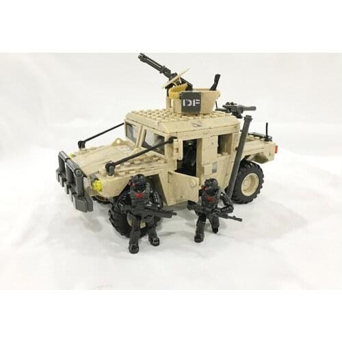 New arrive Desert Hummer Jeep Military with 2 figure Toys Compatible with Building Blocks Around People 5.5cm