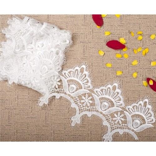 New Style! High Quality White Fabric Lace Ribbon Wide14.3cm DIY Wedding Dress Headdress and Lace Dress 1yards/lot