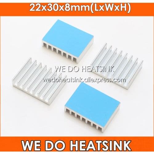 Wholesale 22x30x8mm Silver Aluminum Heatsink Cooler For IC CPU Chipset With Thermally Conductive Adhesive Transfer Tape Pads