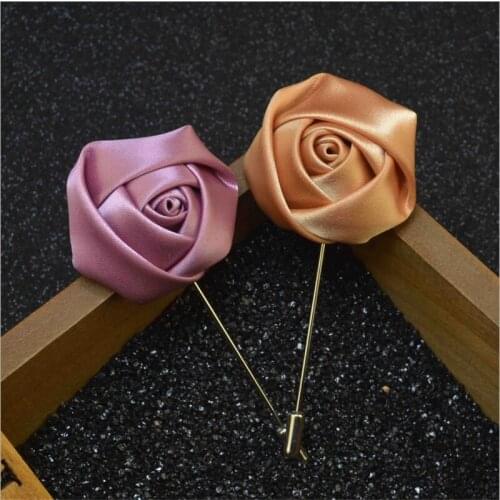 Wholesale Brooch 5Pcs/Lot Flower Brooch Men Handmade Fabric Brooches Women Men Lapel Pin For Suits Corsage Wedding