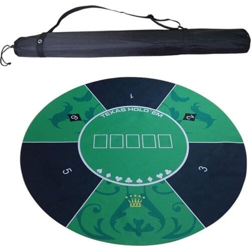 Portable round Poker Table Mat flannel surface Texas Hold em Poker Mat with Carry Tube for Family party games Poker Accessories