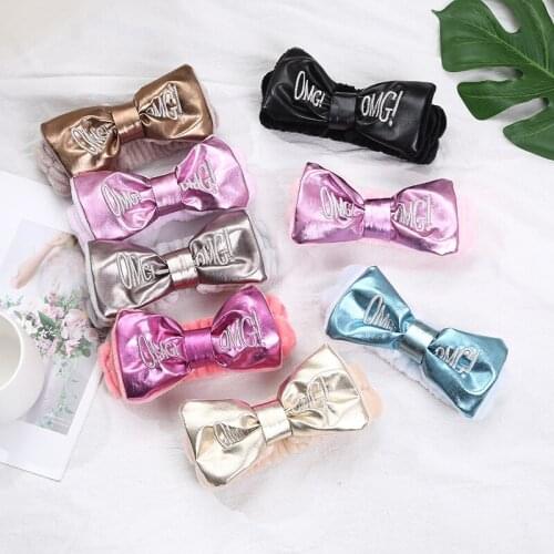 Creative Lovely Korean Alphabet Bow Headband Girls Makeup Face Bandage Headband Hair Accessories Head Bands for Women