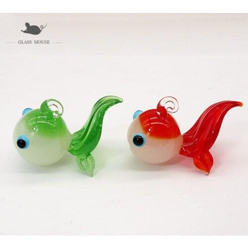 Christmas color handmade glass goldfish Pendant ornament Pendant Home Aquarium fish tank decor accessories Mini animal Figurine