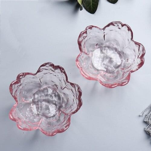 Japanese Style Glass Cherry Blossom Dish, Pink Phnom Penh Dipping Dish, Kitchen Seasoning Dish, Seasoning Bowl, Glass Tableware