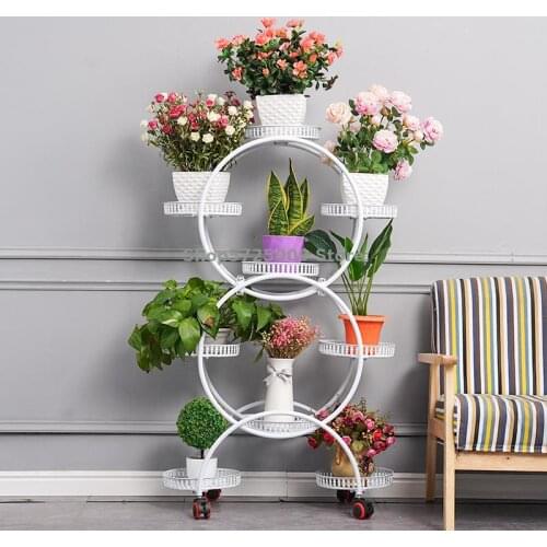 Balcony Flower Shelf Indoor Creative Iron Art Living Room Household Shelves Succulent Green Flower Pot Rack Multi-layer Plant Ra