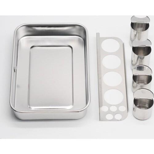 Dental Tray With 4 Bottles Lab Instrument Dental Stainless Steel Instruments Storage Box
