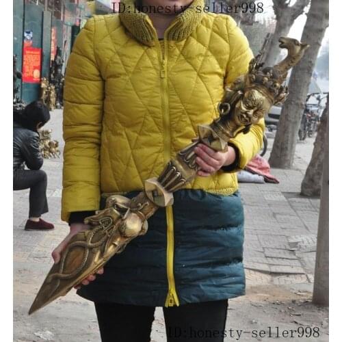 Wedding decoration Tibet Buddhism brass HorseHead Mahakala Buddha BiXie Vajra Dorje Phurpa Dagger