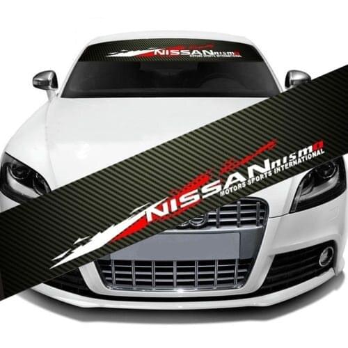 For NISMO Front Window Windshield Carbon Fiber Vinyl Banner Decal Sticker for Nissan
